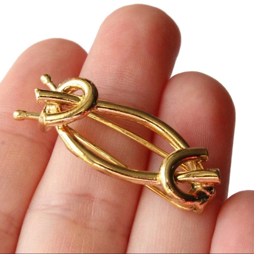 Pretty Vintage Gold Barrettes (2) with Knots
